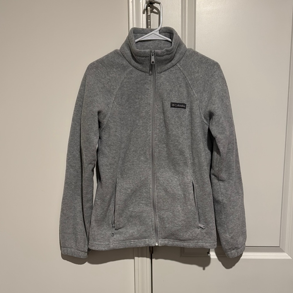 Columbia Gray Fleece Jacket Full-Zip High Collar